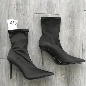 Zara High Heel Fabric Ankle Boots NWT